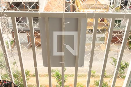 Apartamento à venda com 47m², 2 quartos e 1 vagaPlaca instalada na grade da sacada