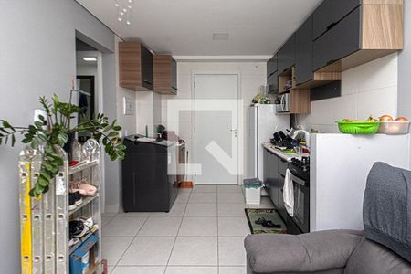 sala, cozinha e área de serviço compartilhadas_3 de apartamento para alugar com 2 quartos, 32m² em Parque Fongaro, São Paulo