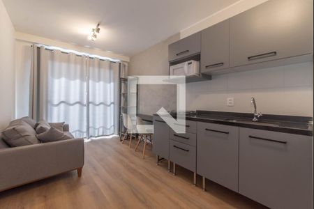 Sala - Cozinha Integrada de apartamento para alugar com 1 quarto, 26m² em Campo Belo, São Paulo