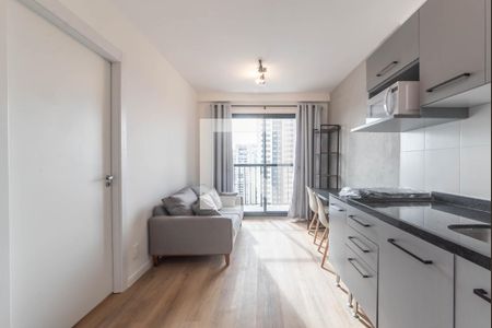 Sala - Cozinha Integrada de apartamento para alugar com 1 quarto, 26m² em Campo Belo, São Paulo