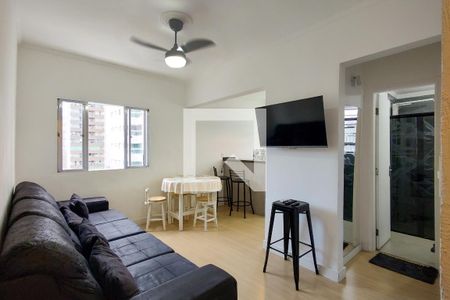 Sala de apartamento para alugar com 1 quarto, 45m² em Canto do Forte, Praia Grande