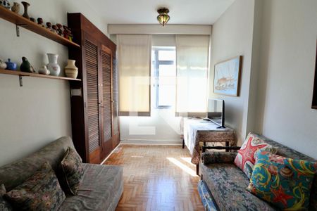 Sala de apartamento para alugar com 1 quarto, 43m² em Barra Funda, Guarujá