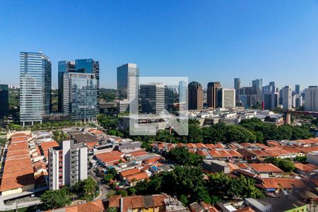 Varanda - Vista de apartamento à venda com 1 quarto, 55m² em Santo Amaro, São Paulo