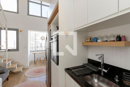 Sala/ Cozinha de apartamento para alugar com 1 quarto, 30m² em Jardim das Acacias, São Paulo