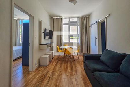 Sala de apartamento para alugar com 1 quarto, 57m² em Centro, Guarujá