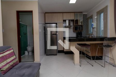 Sala e Cozinha de apartamento à venda com 1 quarto, 38m² em Chácara Seis de Outubro, São Paulo