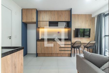 Cozinha de apartamento para alugar com 1 quarto, 26m² em Campo Belo, São Paulo
