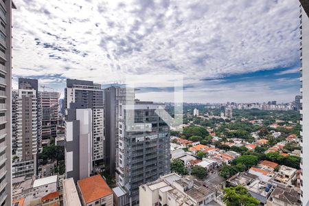 Sala/Cozinha - VIsta de apartamento para alugar com 1 quarto, 50m² em Pinheiros, São Paulo