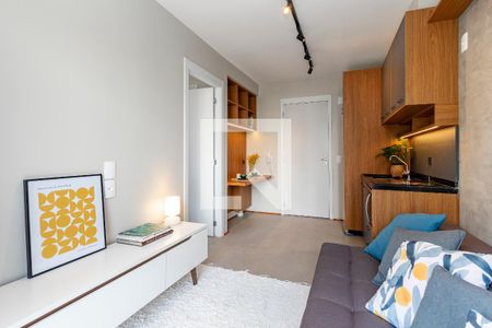 Sala/ Cozinha de apartamento para alugar com 1 quarto, 27m² em Campo Belo, São Paulo