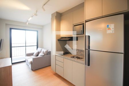 Cozinha de apartamento para alugar com 1 quarto, 28m² em Jardim das Acacias, São Paulo