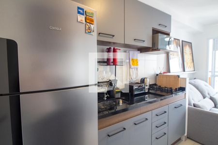 Cozinha de apartamento à venda com 1 quarto, 32m² em Jardim Caravelas, São Paulo