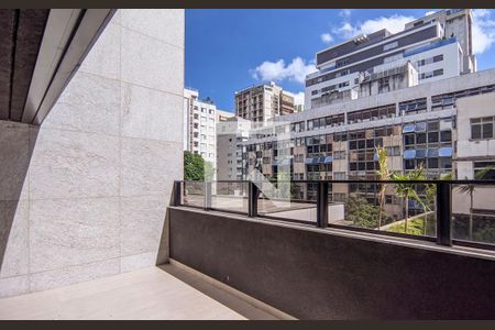 Varanda da Sala de apartamento à venda com 3 quartos, 124m² em Lourdes, Belo Horizonte