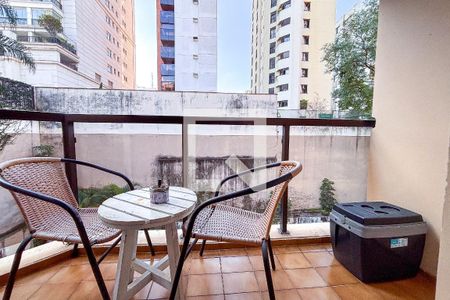 Varanda da Sala de apartamento à venda com 1 quarto, 40m² em Jardim Paulista, São Paulo