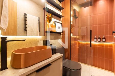 Banheiro de kitnet/studio à venda com 1 quarto, 27m² em Pinheiros, São Paulo