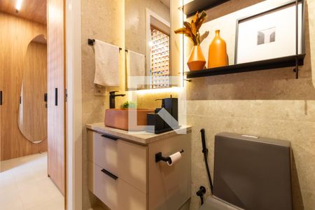 Banheiro de kitnet/studio à venda com 1 quarto, 27m² em Pinheiros, São Paulo