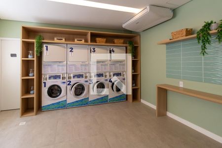 Área comum - Lavanderia de kitnet/studio para alugar com 1 quarto, 30m² em Pompeia, São Paulo
