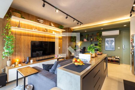 Sala/Cozinha/Varanda de apartamento à venda com 1 quarto, 58m² em Pinheiros, São Paulo