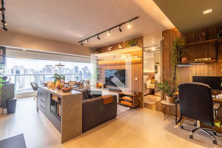 Sala/Cozinha/Varanda de apartamento à venda com 1 quarto, 58m² em Pinheiros, São Paulo