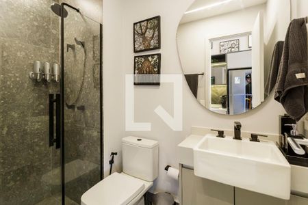 Banheiro de kitnet/studio à venda com 1 quarto, 27m² em Indianópolis, São Paulo