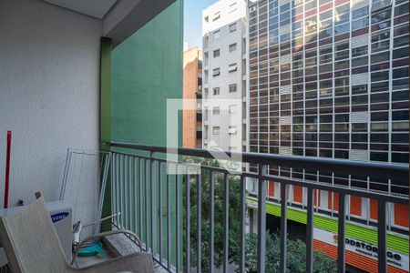 Varanda da Sala/Quarto de kitnet/studio à venda com 1 quarto, 28m² em Bela Vista, São Paulo