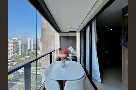 Sacada da Sala de apartamento à venda com 1 quarto, 36m² em Campo Belo, São Paulo