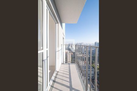 Varanda da Sala/Cozinha de apartamento à venda com 1 quarto, 27m² em Campo Belo, São Paulo