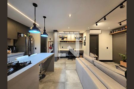 Sala de apartamento para alugar com 1 quarto, 65m² em Indianópolis, São Paulo