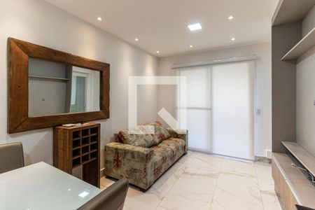 Sala - Detalhe Cortina de apartamento para alugar com 1 quarto, 38m² em Campos Elíseos, São Paulo