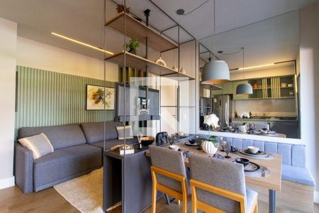 Sala/Cozinha de apartamento à venda com 1 quarto, 43m² em Cambuí, Campinas
