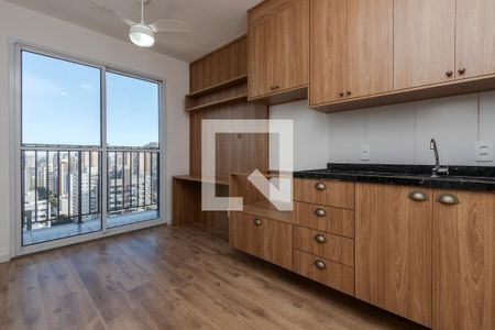 Sala/ Cozinha de apartamento à venda com 1 quarto, 27m² em Campo Belo, São Paulo
