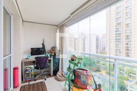Varanda da Sala de apartamento à venda com 1 quarto, 59m² em Campo Belo, São Paulo