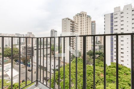 Varanda da Sala/Cozinha de apartamento à venda com 1 quarto, 27m² em Campo Belo, São Paulo
