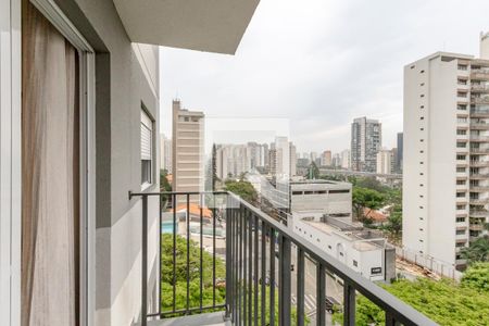 Varanda da Sala/Cozinha de apartamento à venda com 1 quarto, 27m² em Campo Belo, São Paulo