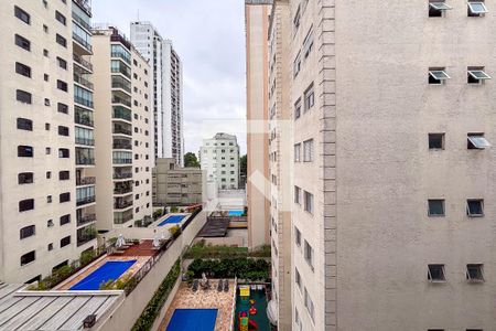 Vista Varanda Sala/Cozinha de apartamento para alugar com 1 quarto, 45m² em Vila Madalena, São Paulo