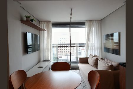 Sala/Cozinha integrados de apartamento à venda com 1 quarto, 32m² em Jardim Paulista, São Paulo