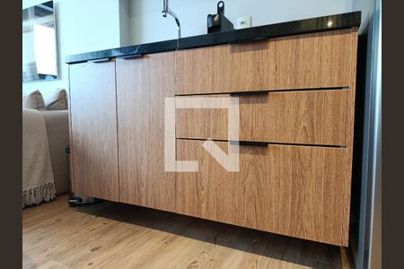 Sala/Cozinha integrados de apartamento à venda com 1 quarto, 32m² em Jardim Paulista, São Paulo