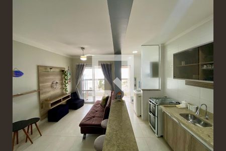 Sala/Cozinha de apartamento para alugar com 1 quarto, 53m² em Vila Caiçara, Praia Grande