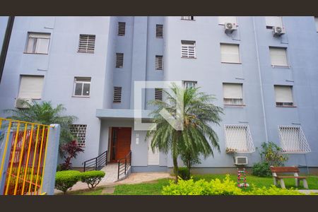 Fachada do bloco de apartamento à venda com 1 quarto, 48m² em Azenha, Porto Alegre