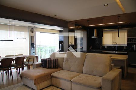 Sala com varanda gourmet integrada  de apartamento à venda com 4 quartos, 134m² em Vila Augusta, Guarulhos