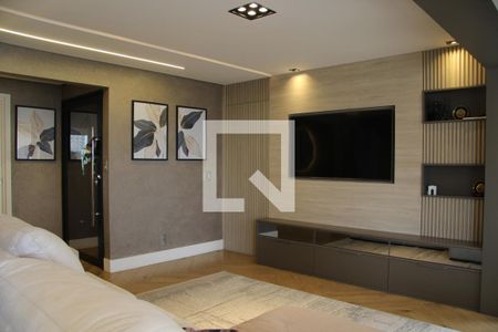 Sala com varanda gourmet integrada  de apartamento à venda com 4 quartos, 134m² em Vila Augusta, Guarulhos