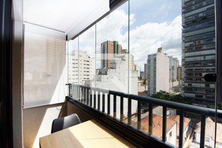varanda quarto sala studio de kitnet/studio para alugar com 1 quarto, 25m² em Pinheiros, São Paulo