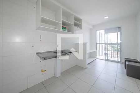 Sala - Cozinha Integrada de apartamento para alugar com 1 quarto, 28m² em Jardim Caravelas, São Paulo