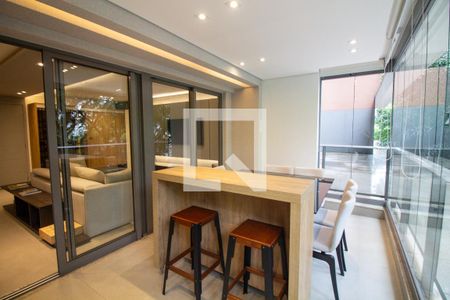 Varanda da Sala de apartamento à venda com 1 quarto, 84m² em Brooklin, São Paulo