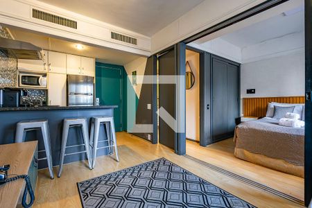 Sala/Cozinha de apartamento à venda com 1 quarto, 33m² em Jardim Paulista, São Paulo