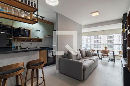 Sala  de apartamento para alugar com 1 quarto, 48m² em Indianópolis, São Paulo