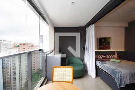 varanda sala de kitnet/studio à venda com 1 quarto, 27m² em Jardim Paulista, São Paulo