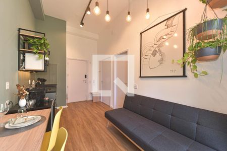 Sala - Cozinha Integrada de apartamento para alugar com 1 quarto, 35m² em Santo Amaro, São Paulo
