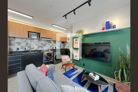 Sala/Cozinha de apartamento à venda com 1 quarto, 34m² em Santa Cecilia, São Paulo