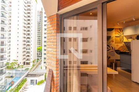 Varanda da Sala de apartamento à venda com 1 quarto, 40m² em Indianópolis, São Paulo