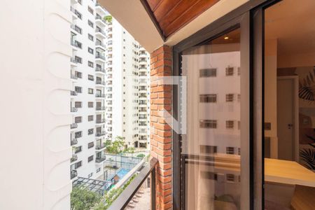 Varanda da Sala de apartamento à venda com 1 quarto, 40m² em Indianópolis, São Paulo
